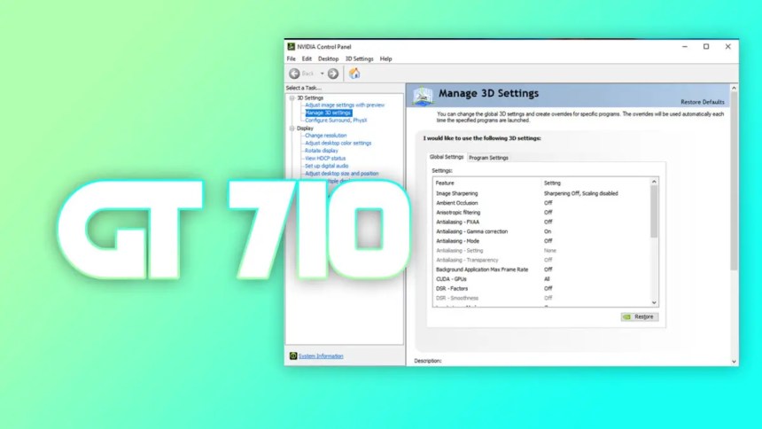 Nvidia Control Panel Settings Gt 710