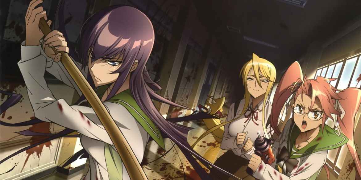 one man with a nerdy male sidekick type leads a group of school girls in the zombie apocalypse